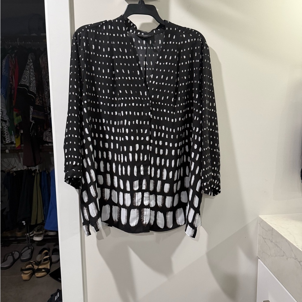 Investments Black and White Patterned Blouse